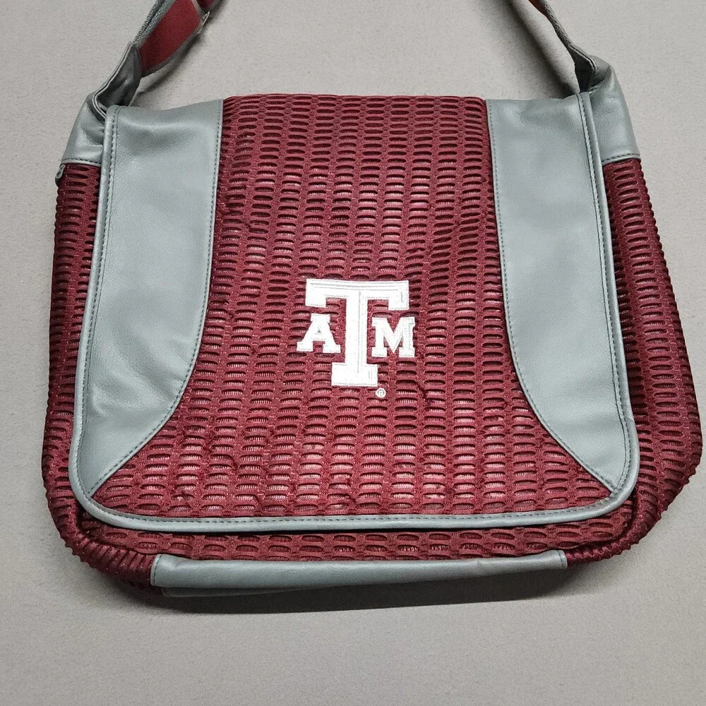 Texas A&m Medium Red Gray Mesh Tote Bag University Logo Beach School College